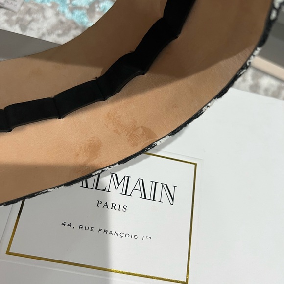 BALMAIN WOMENS BELT tweed and leather with gold chain details size 34 - Picture 7 of 8